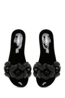 Women's Black Flat Slippers | Derimod