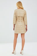 Alba Kadın Bej Deri Uzun Kaban | Derimod