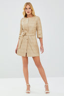 Alba Kadın Bej Deri Uzun Kaban | Derimod