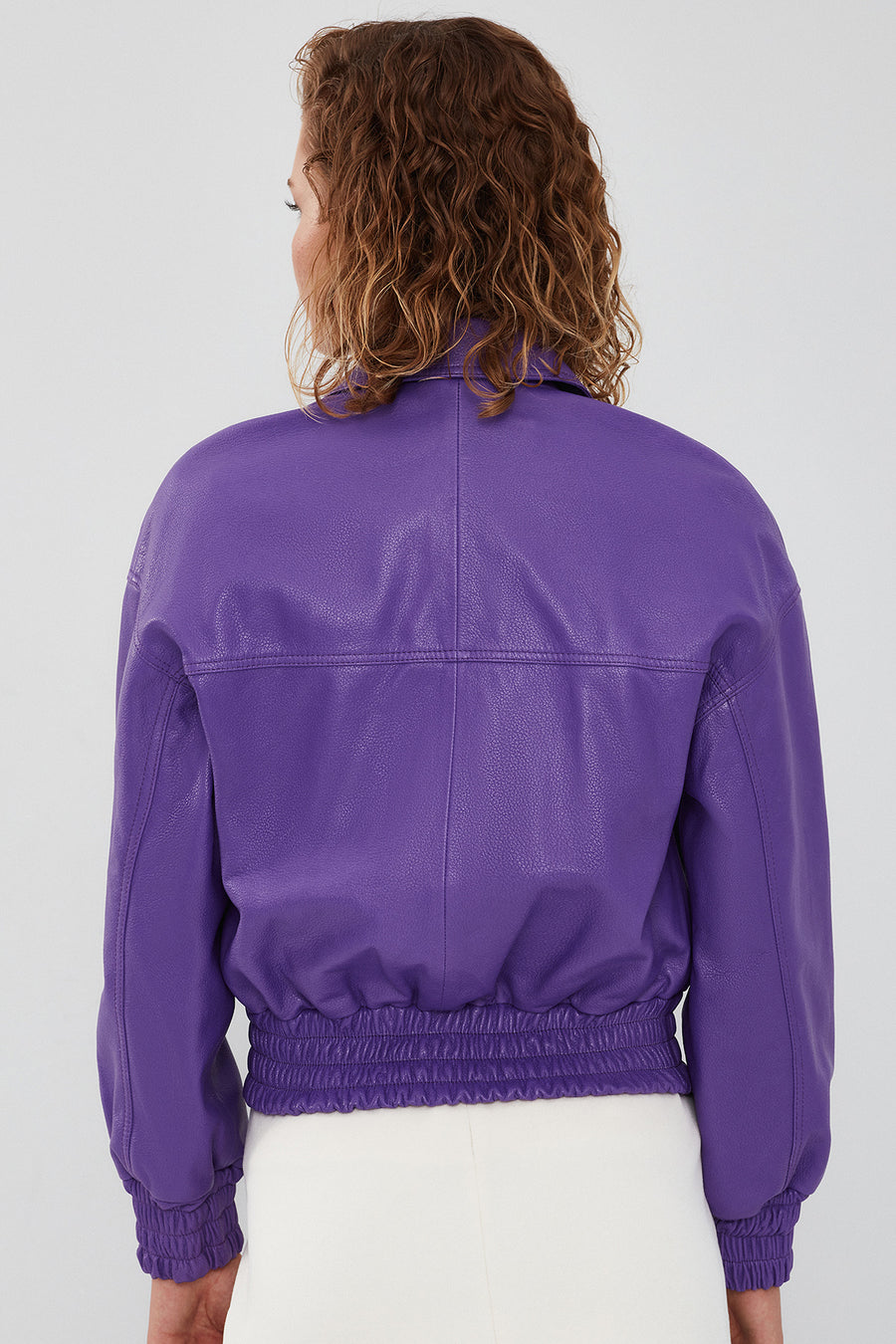 Chloe Kadın Mor Oversize Deri Ceket