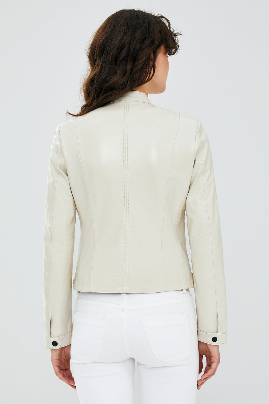 Daphne Women's White Leather Jacket
