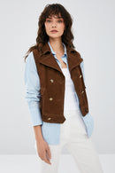 Rio Women's Brown Suede Leather Vest | Derimod