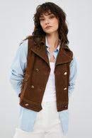 Rio Women's Brown Suede Leather Vest | Derimod