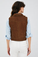 Rio Women's Brown Suede Leather Vest | Derimod
