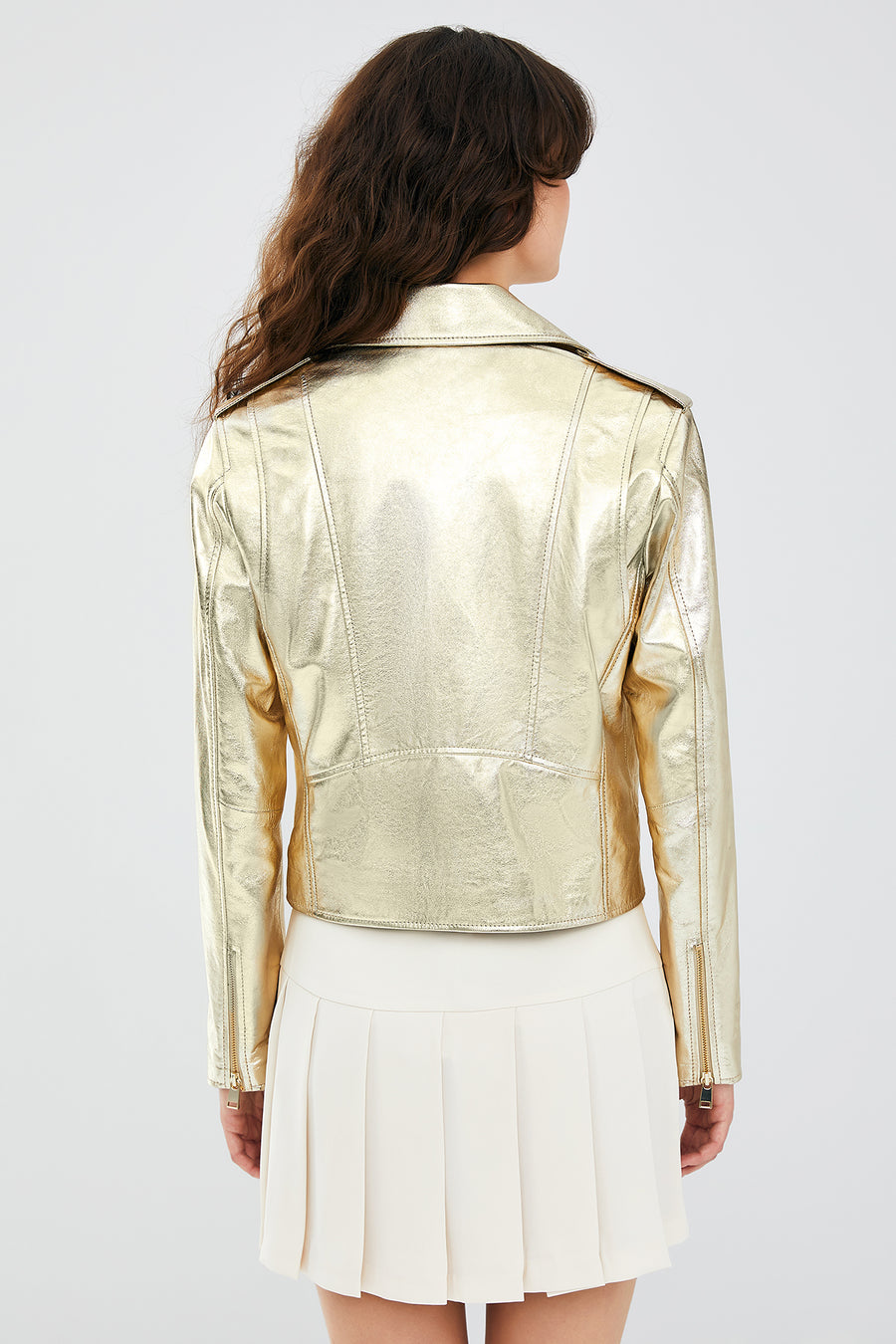New Look Women's Gold Biker Leather Jacket