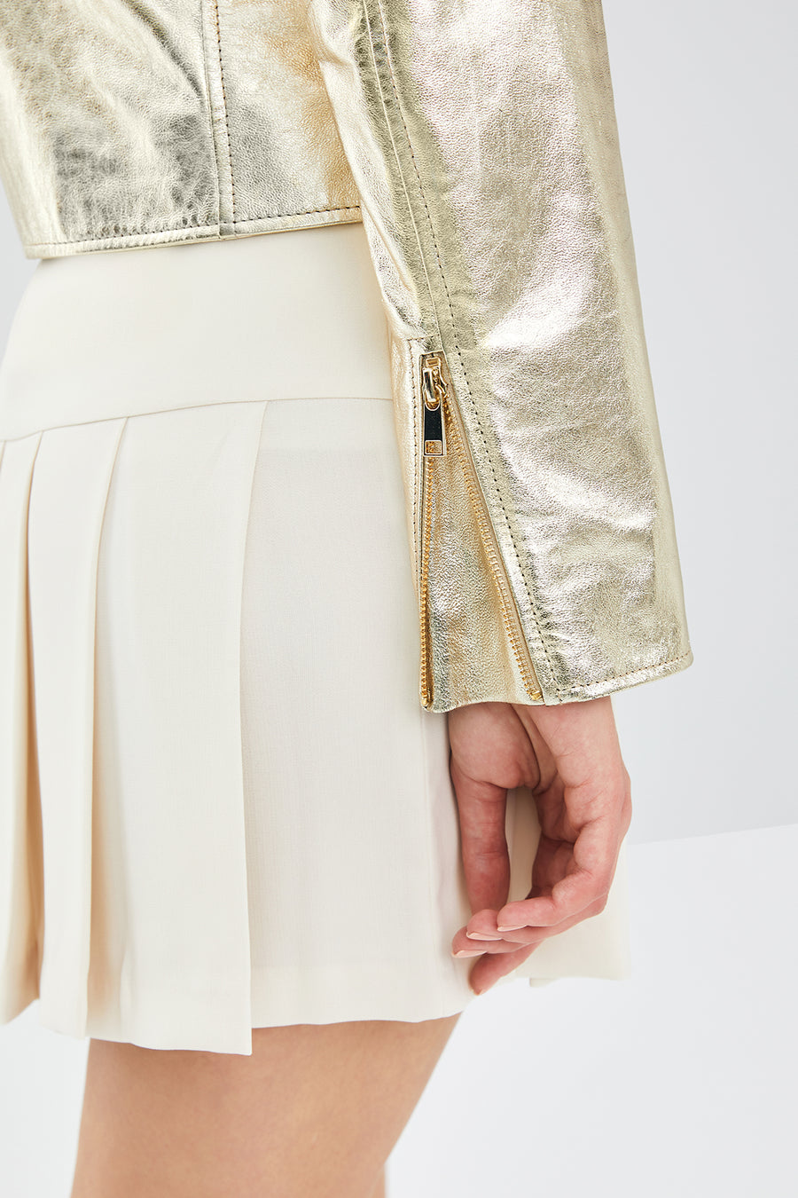 New Look Women's Gold Biker Leather Jacket