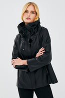 Felicita Women's Black Oversize Leather Jacket | Derimod