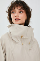 Felicita Women's Ecru Oversize Leather Jacket | Derimod