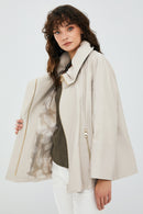 Felicita Women's Ecru Oversize Leather Jacket | Derimod