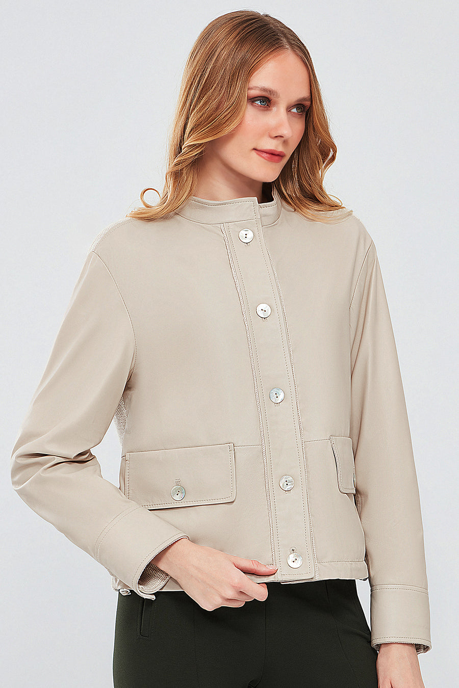 Roxy Women's Ecru Leather Jacket