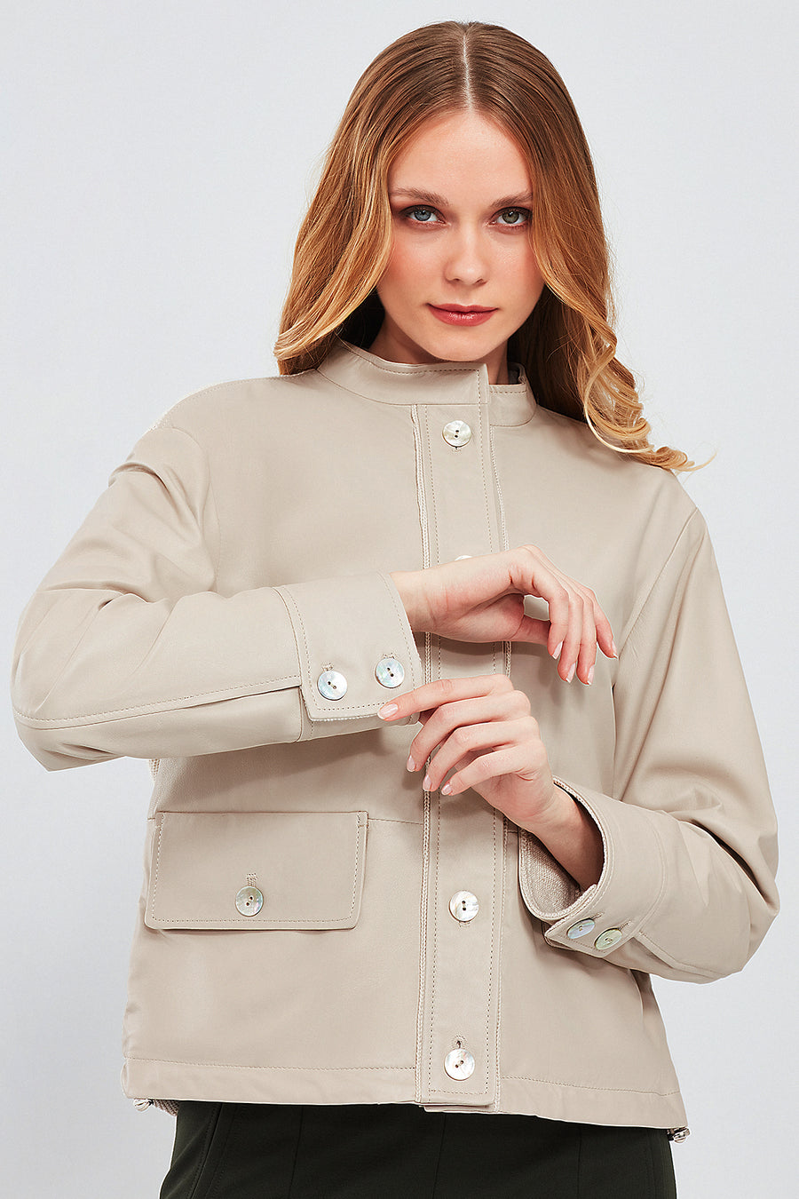 Roxy Women's Ecru Leather Jacket