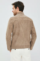 Diego Erkek Bej Çift Taraflı Spor Deri Ceket | Derimod