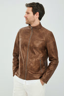 Diego Erkek Bej Çift Taraflı Spor Deri Ceket | Derimod