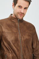 Diego Erkek Bej Çift Taraflı Spor Deri Ceket | Derimod