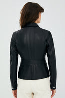 Hannah Kadın Siyah Regular Kısa Deri Ceket | Derimod