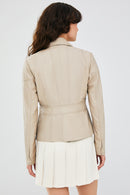 Hannah Kadın Taş Rengi Deri Ceket | Derimod