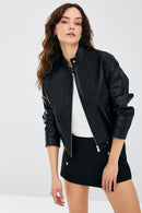 Flora Kadın Siyah Deri Mont | Derimod