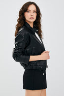 Flora Kadın Siyah Deri Mont | Derimod