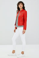 Ella Kırmızı Kadın Kısa Deri Ceket | Derimod