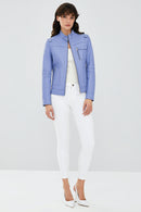 Lilian Kadın Bulut Mavisi Deri Ceket | Derimod