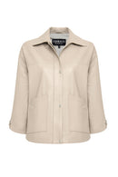 Karen Kadın Bej Oversize Deri Ceket | Derimod