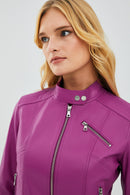 Kylie Kadın Fuşya Deri Ceket | Derimod