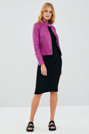 Kylie Kadın Fuşya Deri Ceket | Derimod