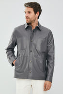 Eric Erkek Gri Deri Gömlek Tipi Ceket | Derimod