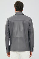 Eric Erkek Gri Deri Gömlek Tipi Ceket | Derimod