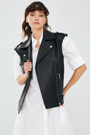 Cuba Women's Black Leather Vest | Derimod