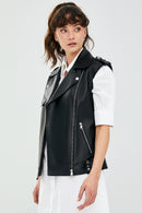 Cuba Women's Black Leather Vest | Derimod
