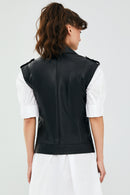 Cuba Women's Black Leather Vest | Derimod