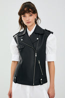 Cuba Women's Black Leather Vest | Derimod