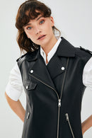 Cuba Women's Black Leather Vest | Derimod