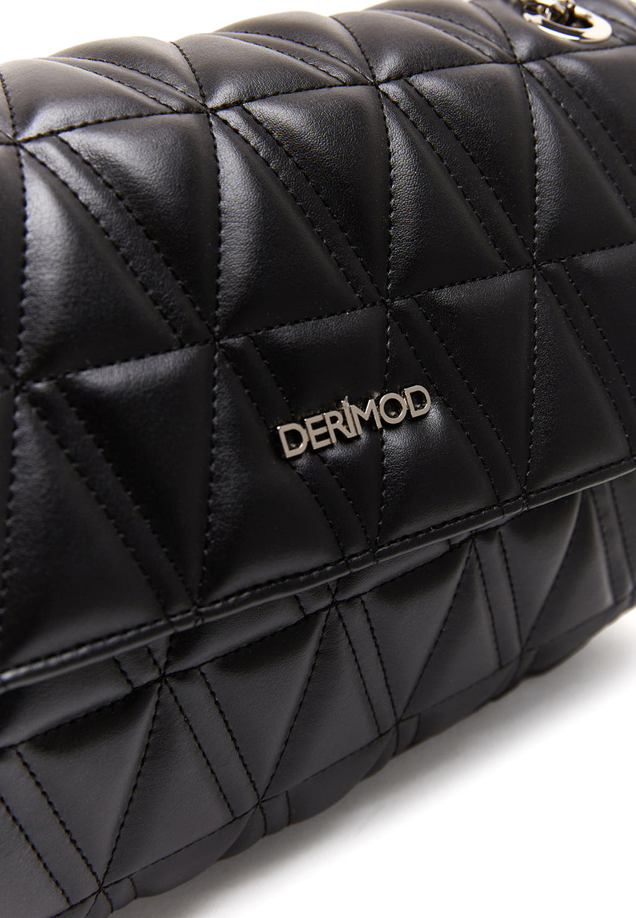 Women's Black Long Chain Strap Quilted Shoulder Bag