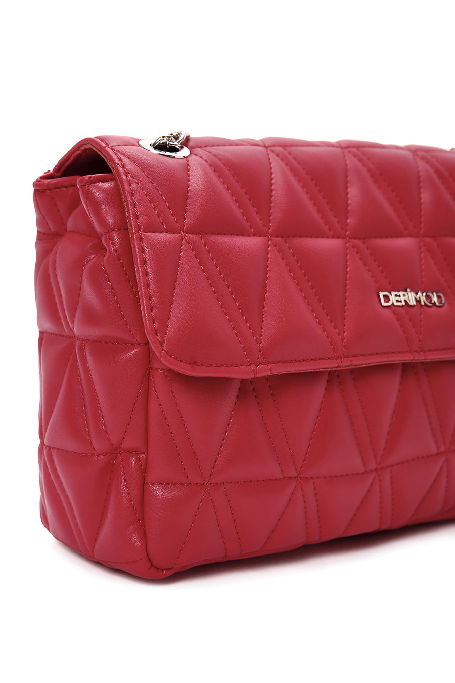 Women's Red Long Chain Strap Quilted Shoulder Bag
