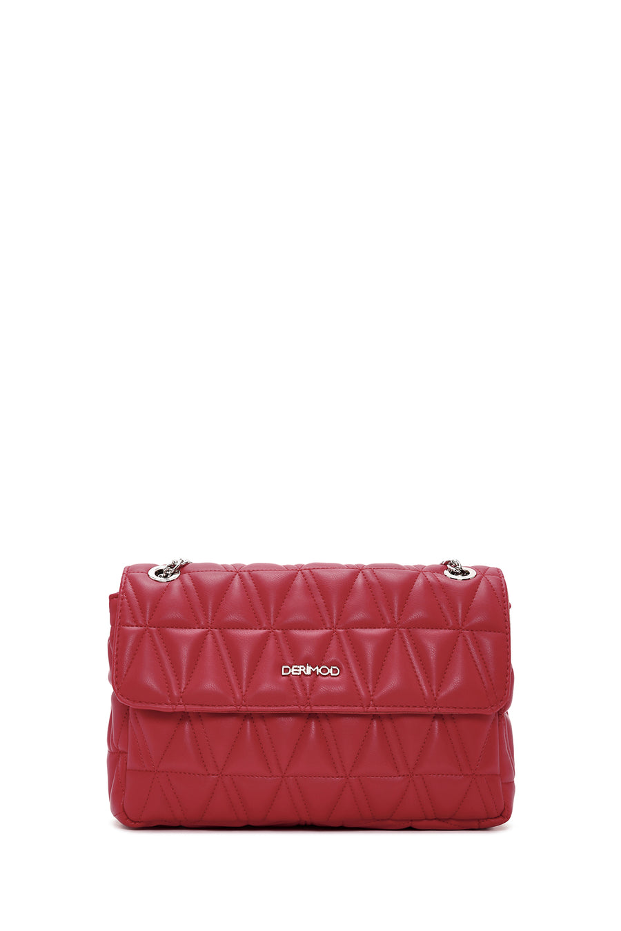 Women's Red Long Chain Strap Quilted Shoulder Bag