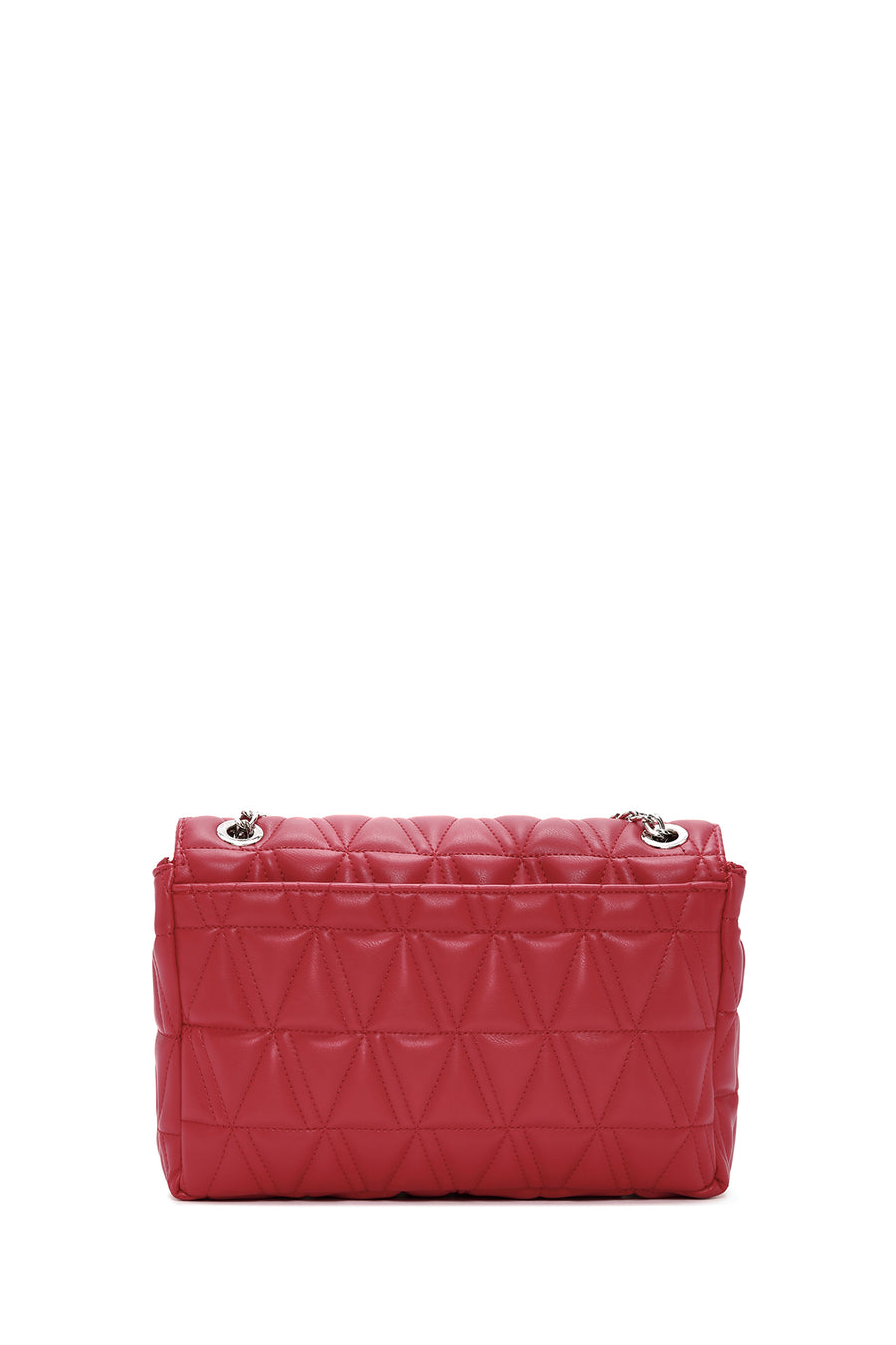 Women's Red Long Chain Strap Quilted Shoulder Bag