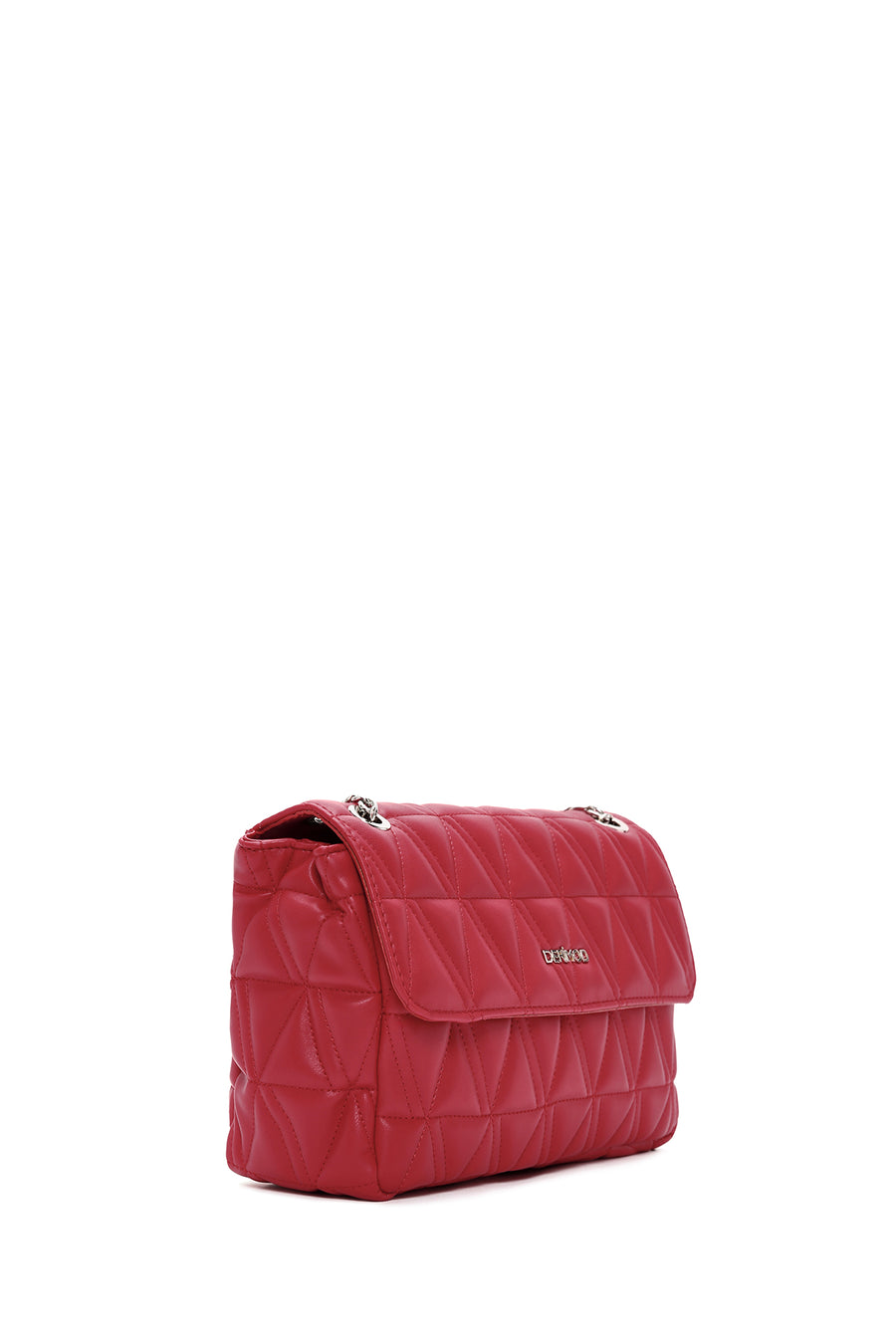 Women's Red Long Chain Strap Quilted Shoulder Bag