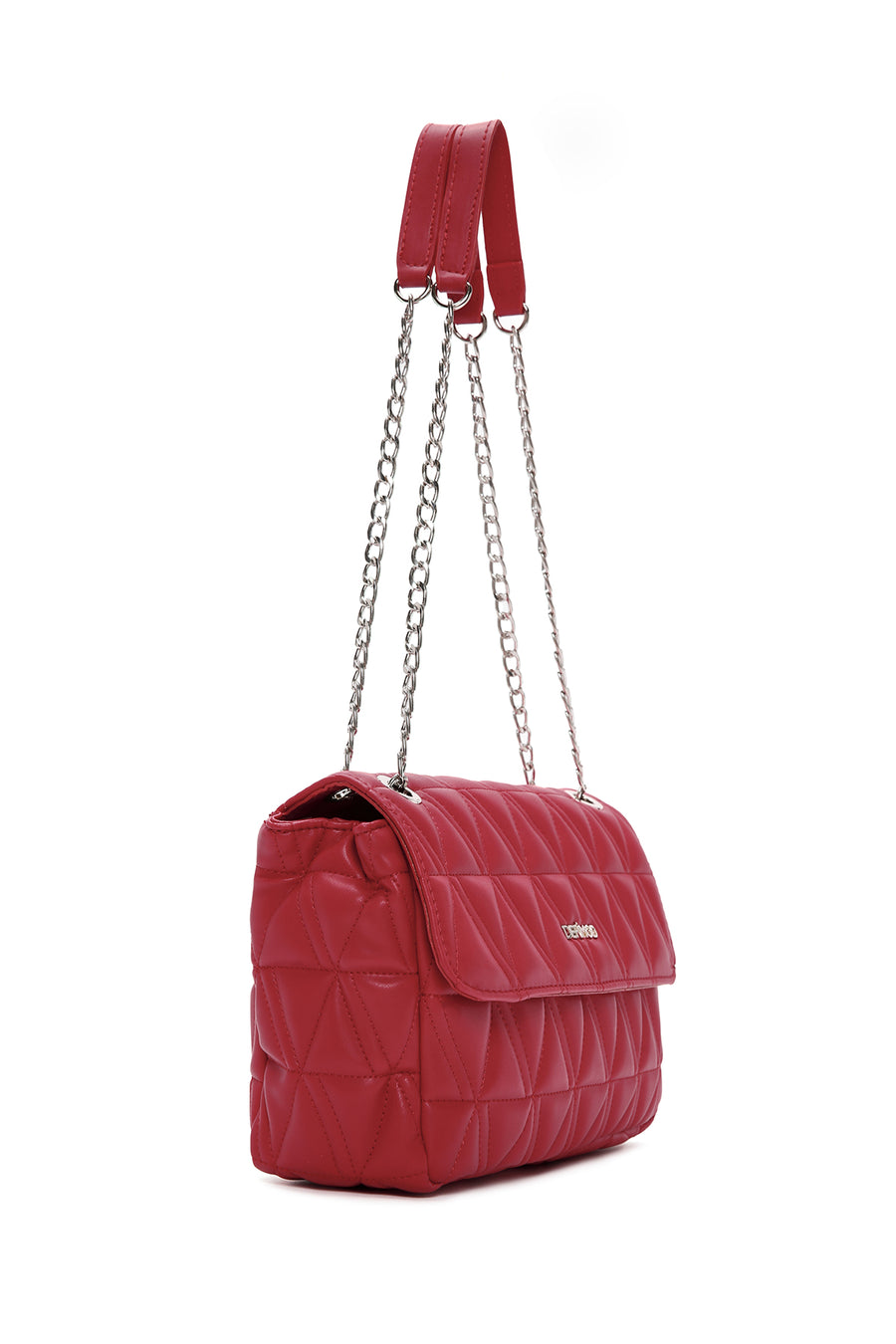 Women's Red Long Chain Strap Quilted Shoulder Bag