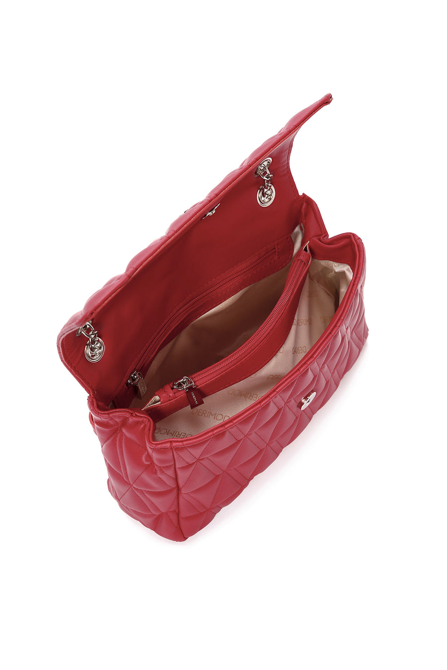 Women's Red Long Chain Strap Quilted Shoulder Bag