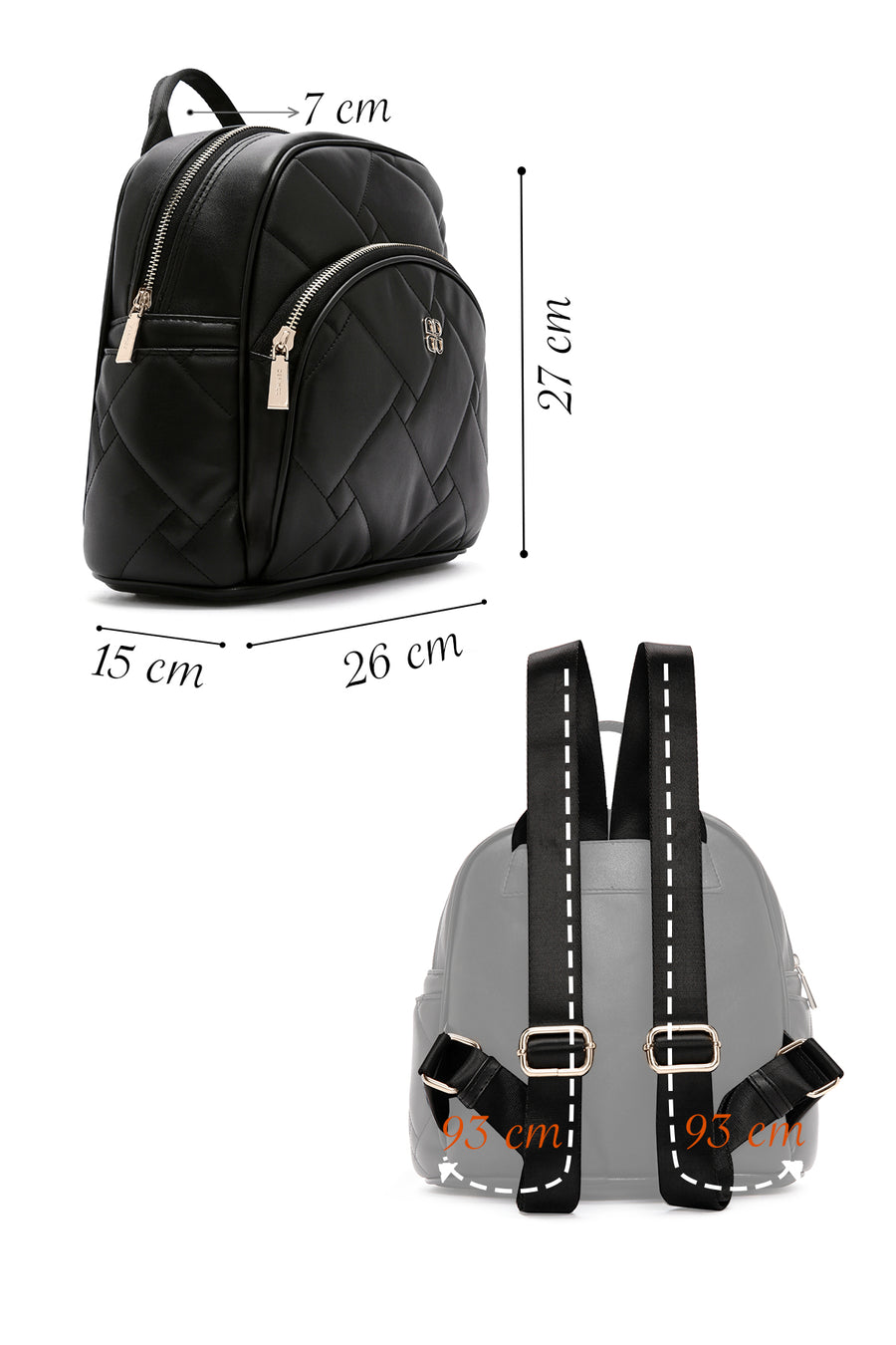 Women's Black Quilted Backpack