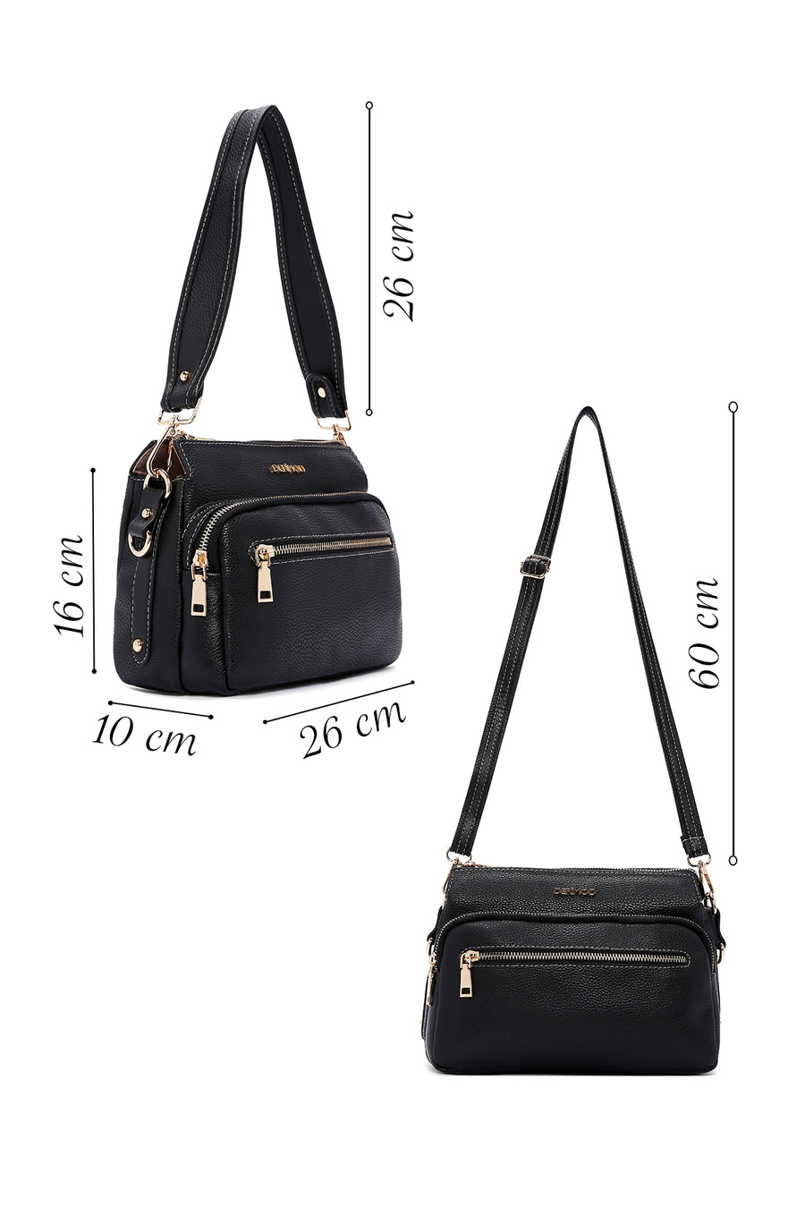 Women's Black Long Strap Crossbody Bag