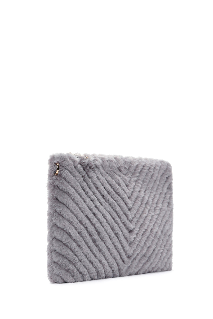 Kadın Gri Uzun Askılı Peluş Portföy Çanta