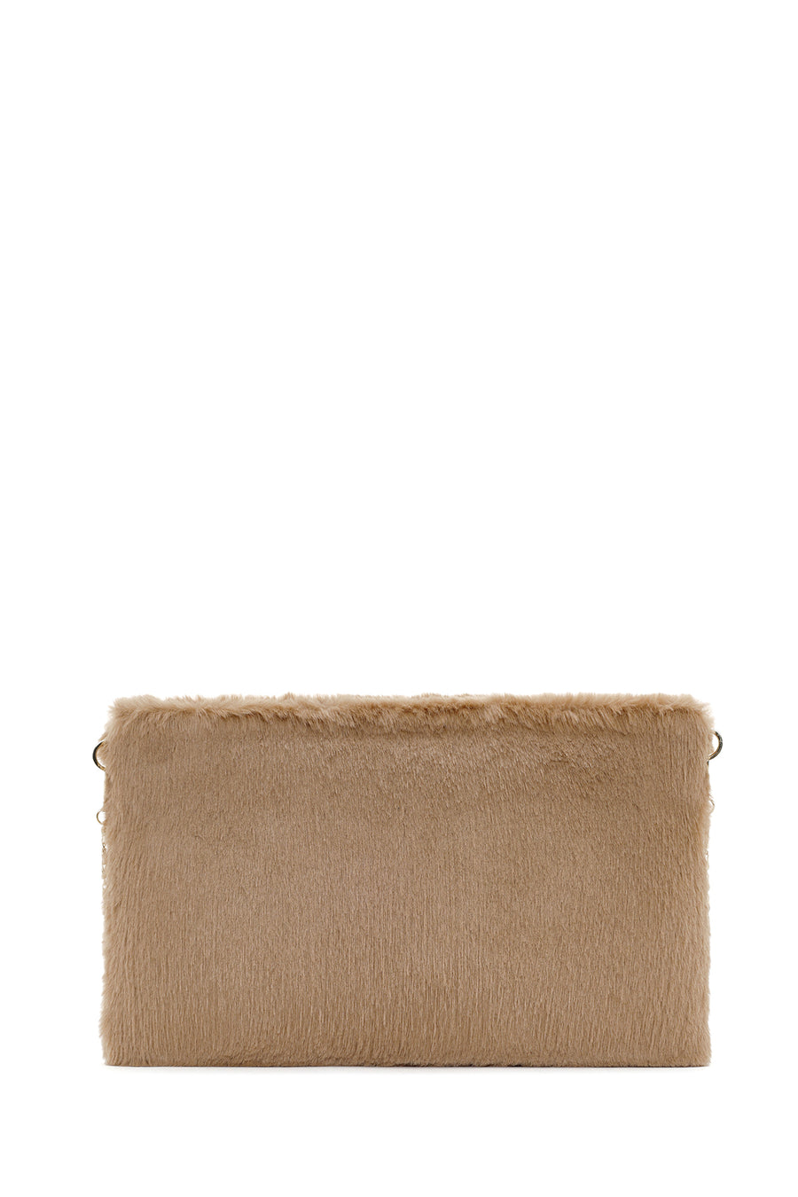 Women's Beige Long Chain Strap Star Pattern Plush Clutch Bag