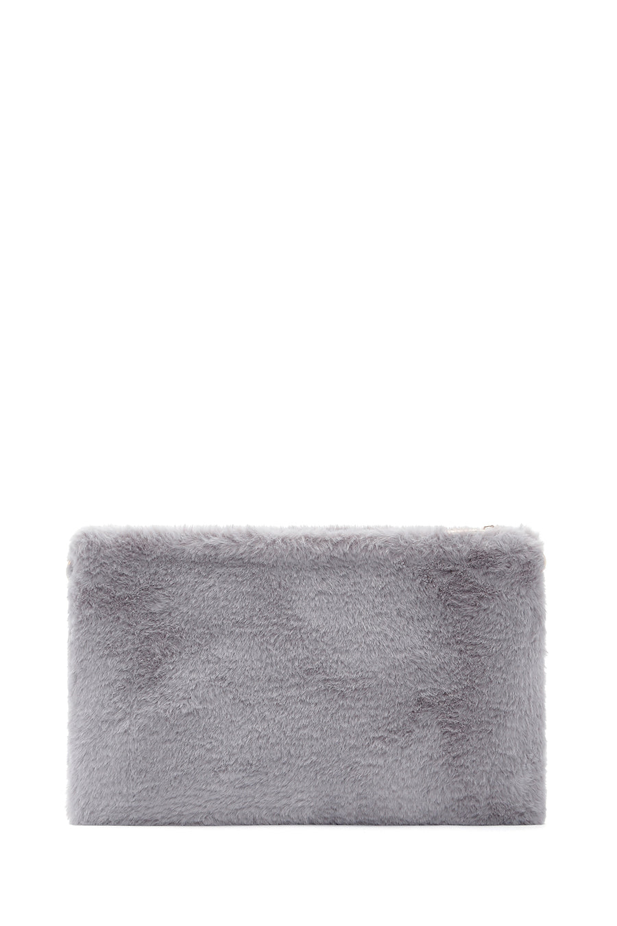 Women's Gray Long Chain Strap Star Pattern Plush Clutch Bag