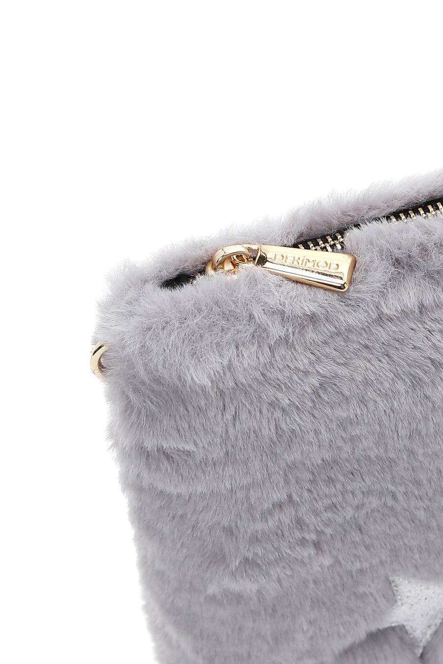 Women's Gray Long Chain Strap Star Pattern Plush Clutch Bag