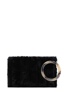 Kadın Siyah Uzun Zincir Askılı Peluş Portföy Çanta | Derimod