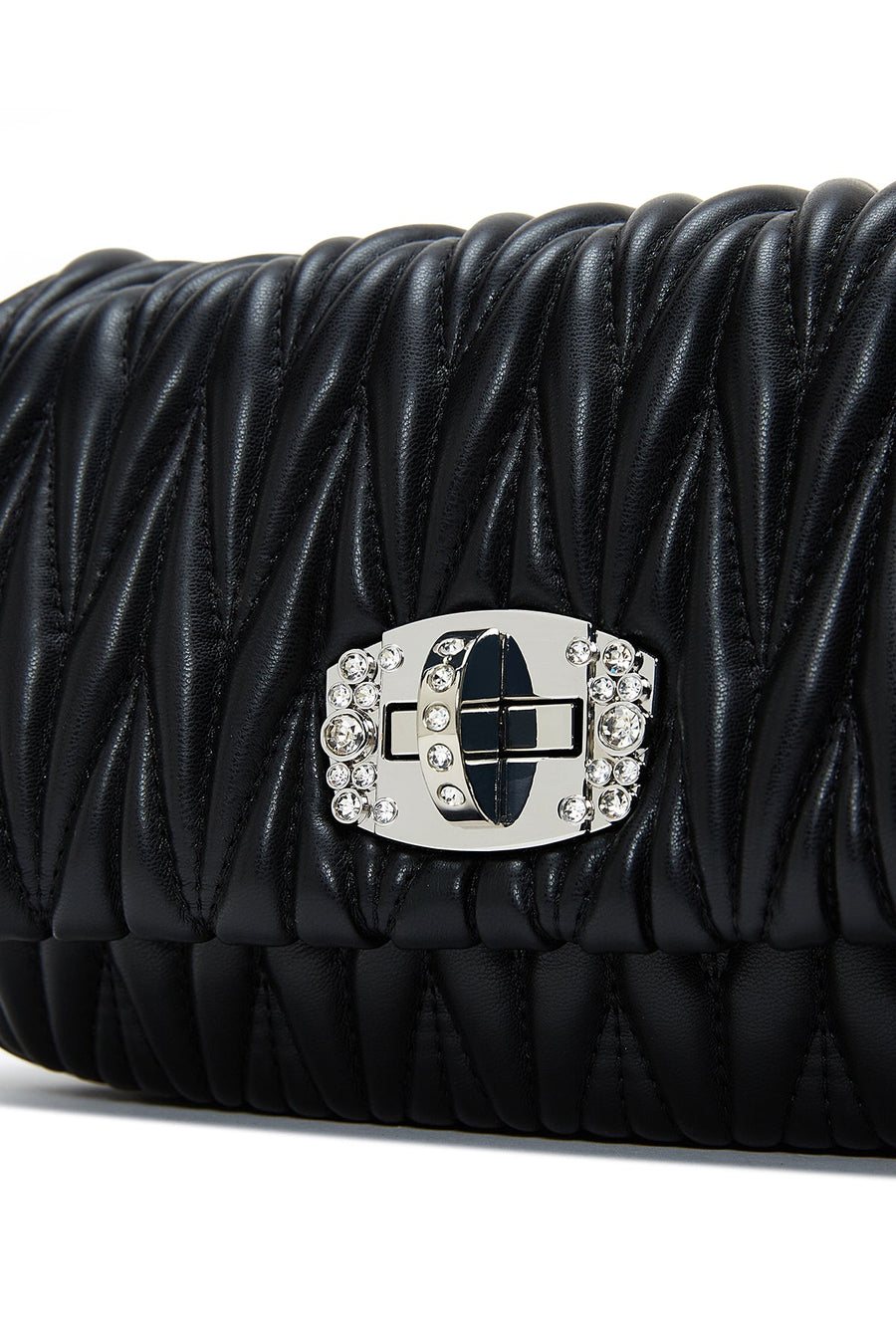 Women's Black Long Strap Quilted Shoulder Bag