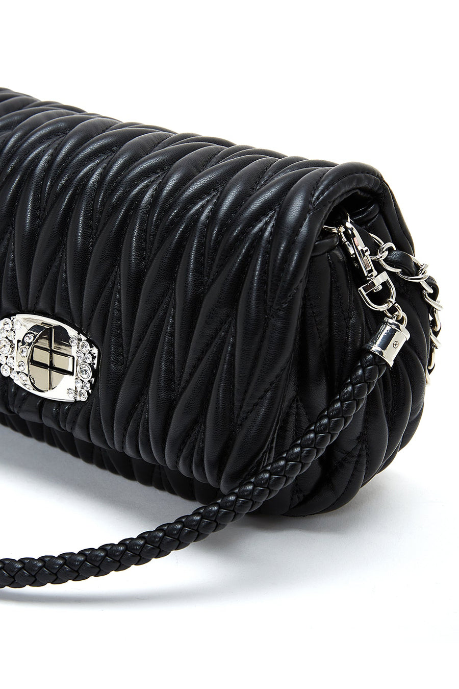 Women's Black Long Strap Quilted Shoulder Bag